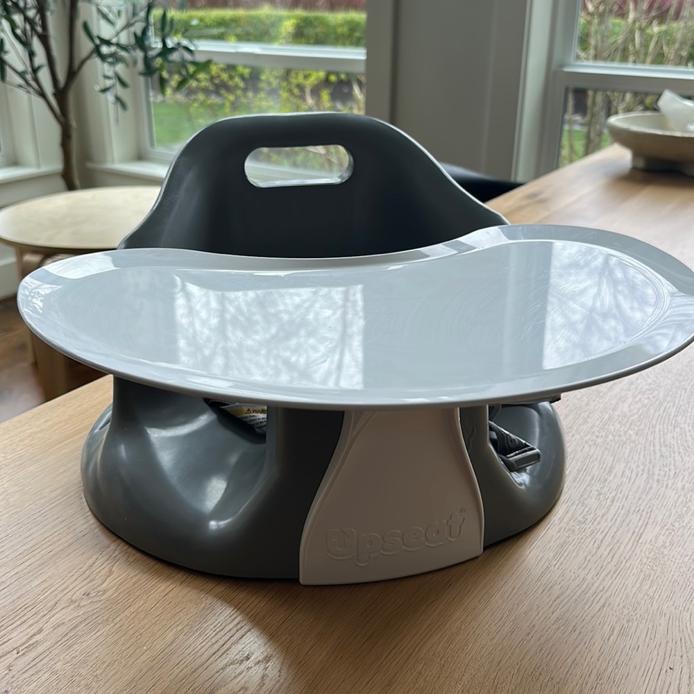 Gray and White Kids Seat